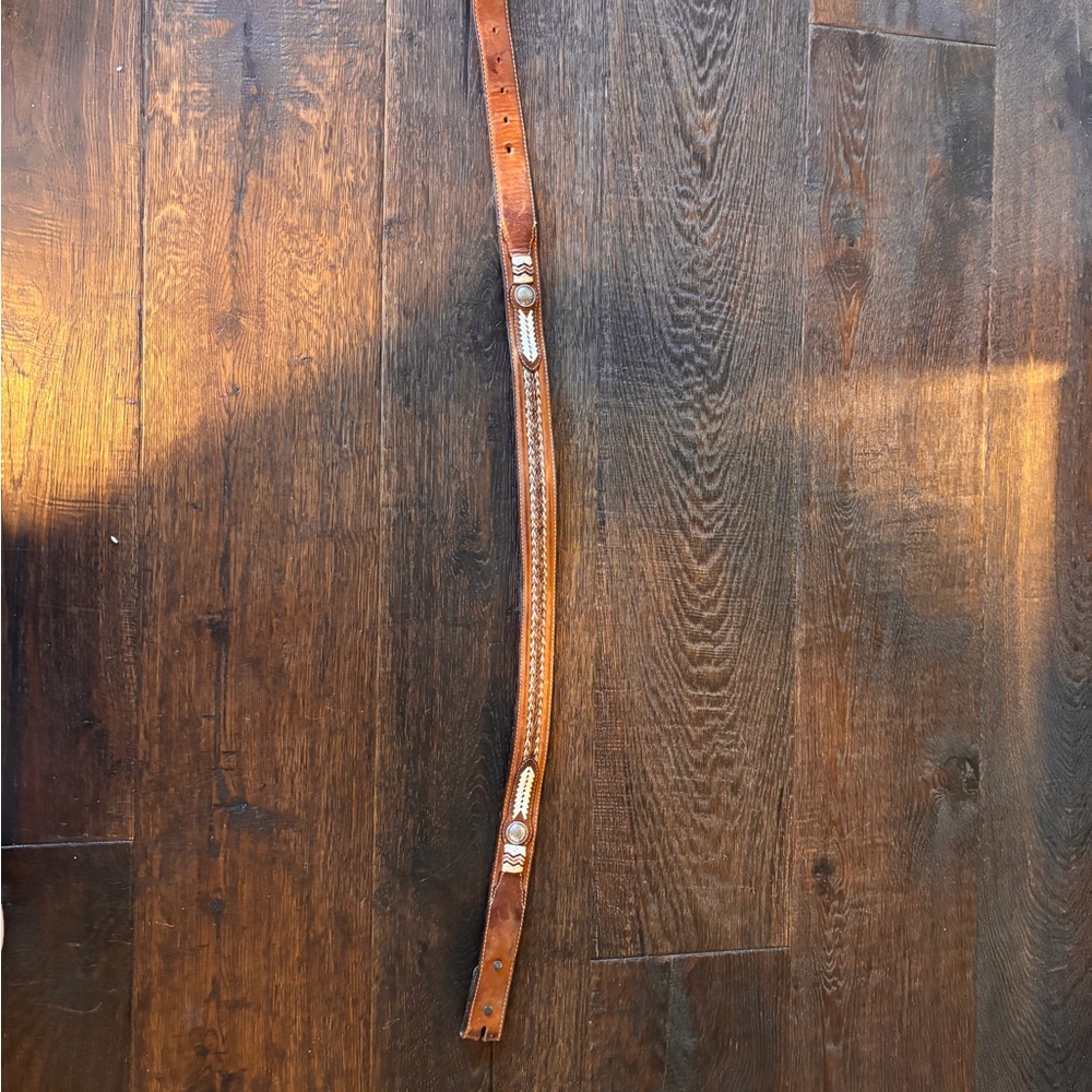 Brown Leather Belt with Beaded Detail